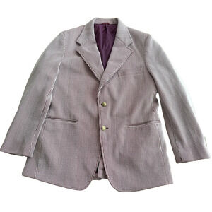 VTG Matt Andrews Men's R-44 Red White Seersucker 2 GoldButton Blazer Sport Coat